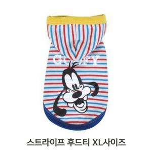 강아지캐릭터 줄무늬 애견 후드티 XL 반려견티셔츠