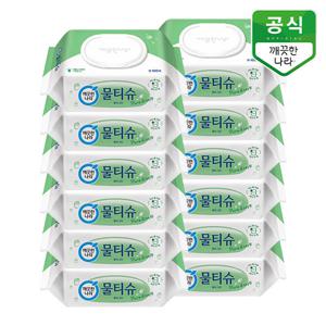 깨끗한나라 물티슈 퓨어 그린 캡형 100매 x 12팩