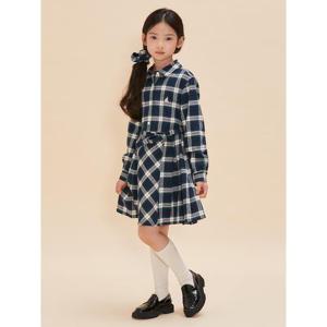 [35%OFF][빈폴키즈]클래식 약기모 체크 셔츠형 원피스&헤어슈슈 세트 그린(BI4871G03M)