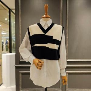 [아니베에프]A49WBL520_셔츠 니트 베스트 세트