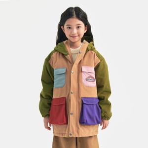 [차일디] 아웃도어프로덕츠키즈 (OD244OJK04-KHA) 컬러 블록 패딩 마운틴 파카 카키