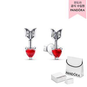 [판도라(주얼리)][백화점 보증서 제공] 애로우 & 무라노 글라스 하트 스터드 이어링 293668C01