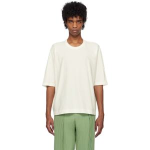 25 FW Homme Plisse Issey Miyake 남성 화이트 릴리즈 T 베이직 티셔츠 251729M213045