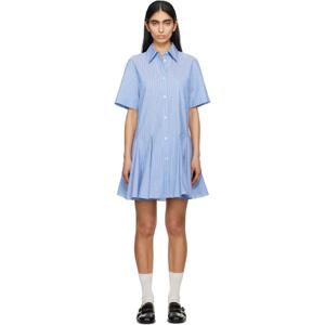 25 FW 마르니 여성 블루 코튼 포플린 스트라이프 셔츠 미니 드레스 251379F052003