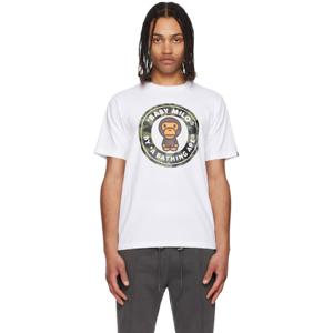 25 FW BAPE 남성 화이트 퍼스트 카모 마일로 비지 웍스 티셔츠 251546M213094