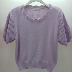 Latium HC06 깔끔한 레이스넥 비스킷 라운드 반팔 니트티 T2523sw07P