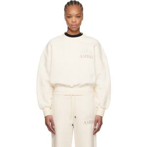25 FW 아미리 여성 오프 화이트 Amiri 스타더스트 크롭 스웨트셔츠 251886F096005