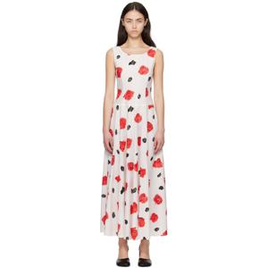 25 FW 마르니 여성 화이트 아이리스 코튼 포플린 맥시 드레스 251379F055000