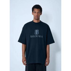 25 FW 발렌시아가 남성 로고 모티프 티셔츠 bal0161003blk