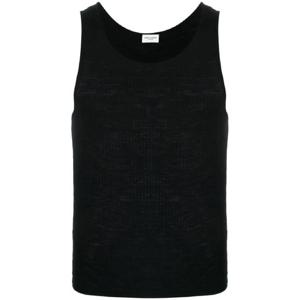 25 FW 생로랑 로고 자수 골지 탱크 탑 757294YBMV2 TP439779059