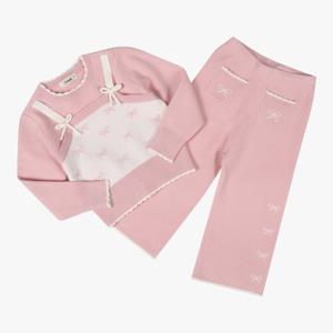 [치크(키즈)]리본 뷔스티에 스웨터 상의+바지SET CKSV25W1G