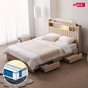 로제 LED 일반 2단서랍 벙커수납 침대 SS-한봉합 7존 블랙 매트