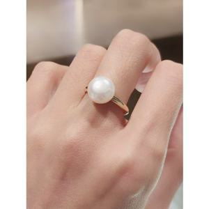 미니골드 14k 버튼 담수 진주 반지 10mm RJUM4059