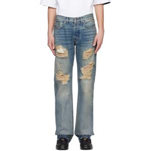 25 FW 루드 남성 인디고 블루 비치 범 데님 진 241923M186006