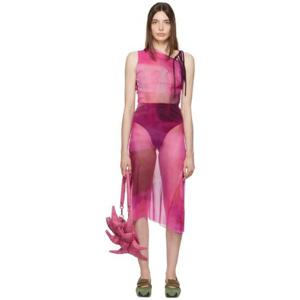 25 FW 파울라 카노바스 델 바스 여성 핑크 컷아웃 미디 드레스 231427F054000