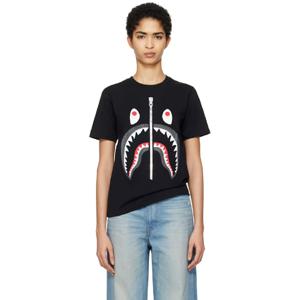25 FW BAPE 여성 블랙 샤크 티셔츠 242546F110021