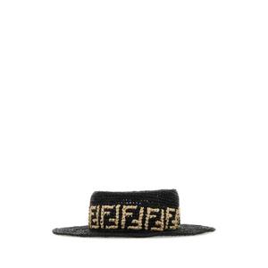 FENDI 블랙 라피아 모자 FXQ789ABCM F0RQ9