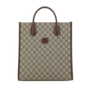 GUCCI GG 슈프림 패브릭 amp 가죽 핸드백 72330892THG 8563