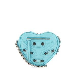 BALENCIAGA 라이트 블루 가죽 미니 르 카골 하트 크로스바디 백 7227811VG9Y 4636