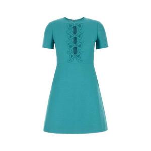 발렌티노 가라바니 여성 블루 Turquoise 울 미디 드레스 6B3VAEZ01CF R2F