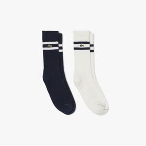 [25FW 15%쿠폰]라코스테 공식 공용 트라이프 티핑 크루 삭스 2P 번들 RA6842-55N HHW