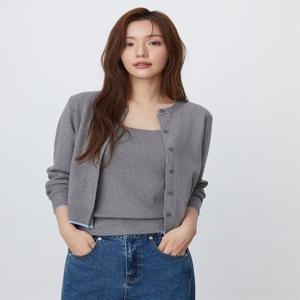 플라스틱아일랜드  (PR3KG962) SET 나시탑 배색포인트 가디건