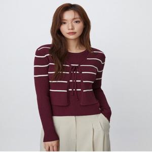 플라스틱아일랜드  (PR3KG832) 나시 레이어드 스트라이프 가디건