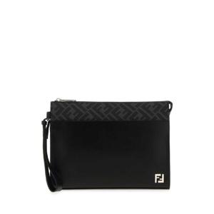 FENDI Black leather clutch 7VA491AJF0 F0GXN