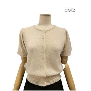 [에이비에프지]컬러플 라운드넥 숏 반팔 울 니트 가디건 APZ4QY36J