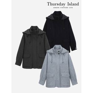 [써스데이아일랜드]배색후드 핸드메이드 코트(T238MCT243W)