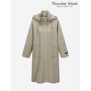 [써스데이아일랜드]배색후드 롱 핸드메이드 코트(T238MCT244W)