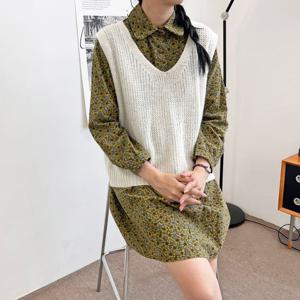 [샵앤]여성 국산 데일리 가벼운 브이 니트 조끼 WDM-WVS-2LUPP1024