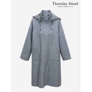 [써스데이아일랜드]배색후드 롱 핸드메이드 코트(T238MCT245W)