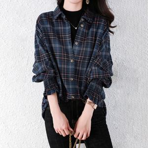 [올리비에스클로젯] 체크 루즈핏 긴팔 셔츠_O2509BL602C
