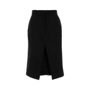 ALEXANDER MCQUEEN Black stretch wool skirt 848863QJAFK 1000