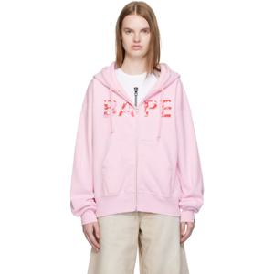 25 FW BAPE 여성 핑크 ABC 카모 크리스탈 로고 와이드 집업 후드티 251546F097023