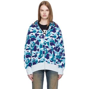 25 FW BAPE 여성 블루 ABC 카모 샤크 집업 후드티 251546F097018