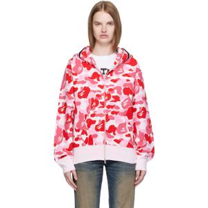 25 FW BAPE 여성 핑크 ABC 카모 샤크 집업 후드티 251546F097020