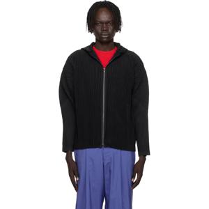 25 FW Homme Plisse Issey Miyake 남성 블랙 먼슬리 컬러 준 후드티 252729M202001