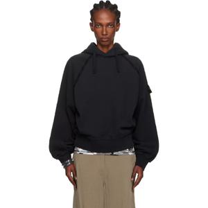 25 FW 스톤아일랜드 여성 블랙 6100023 브러쉬드 오가닉 코튼 플리스 후드티 252828F097002