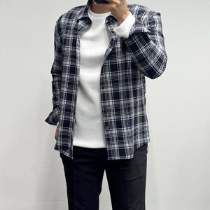 [바쏘옴므]FW 슬림핏 남성 아우터형 체크셔츠 남방ABKWSY3TT31
