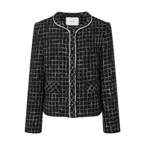 헤지스 여성 25FW 단4일브랜드데이라운드넥 트위드 자켓 블랙 HSJA5D802BK