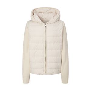 헤지스 여성 25FW 단4일브랜드데이니트배색 후드 경량 다운 아이보리 HSJU5D001IV