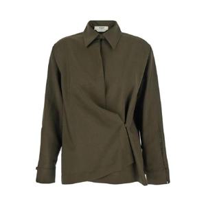 FENDI Green Shirt with Asymmetric Side Closure and Cut Out Detail on the Front in Wool Woman FS8287AQ3HF1T6G