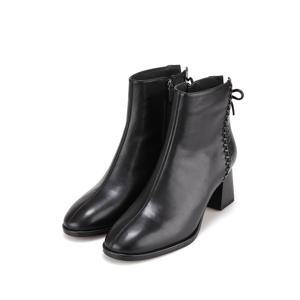 바바라 소가죽 스티지 뒷 리본 디테일 여성 앵클 부츠 6cm_BBH867