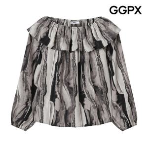 [지지피엑스]러플 오프숄더 나염 블라우스 GP9SH032F