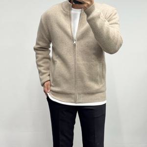 [바쏘옴므]남성 FW 울100 베이지 오피스 집업가디건 ABGWSY4WA43