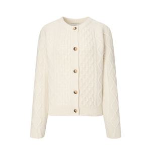 헤지스 여성 25FW 단4일브랜드데이아이보리 짜임 울혼방 가디건 HSSW5D002IV