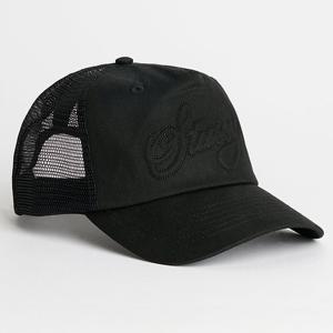 25 FW 스투시 Trucker Cursive 트럭커 커시브 스티치 메시 캡 블랙 1311189 0001