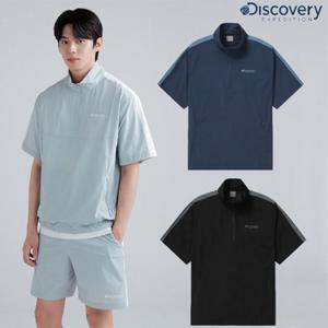 디스커버리 [DXTR6E043] 24SS 남 여 공용 배색형 우븐 트레이닝 반팔 아노락